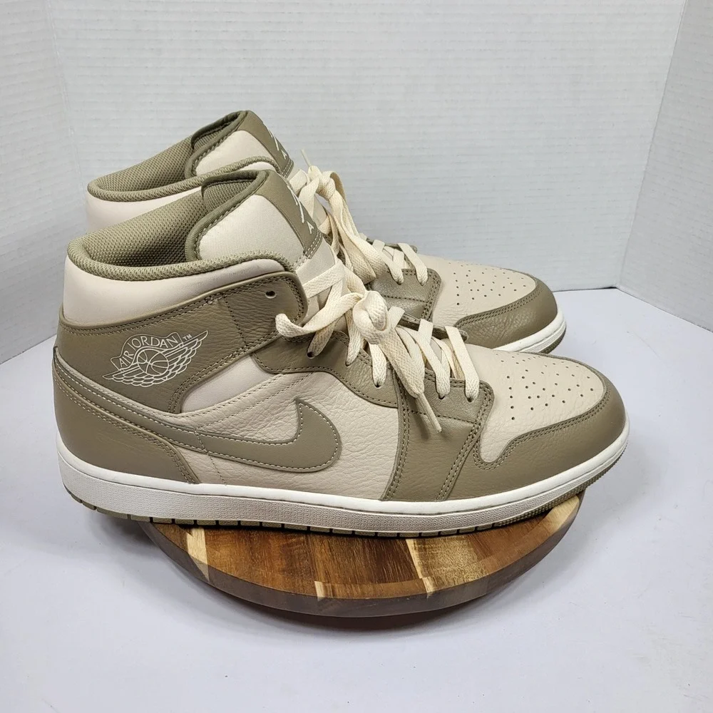 Nike Jordan Men's Air Jordan 1 Mid Legend Brown Khaki Phantom Sneakers Size 14